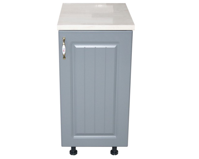 Corp inferior cu 1 Usa Zebra, Alb/MDF Gri, si blat Travertin 40 x 85 x 60